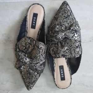 Gold and Black DKNY Mules